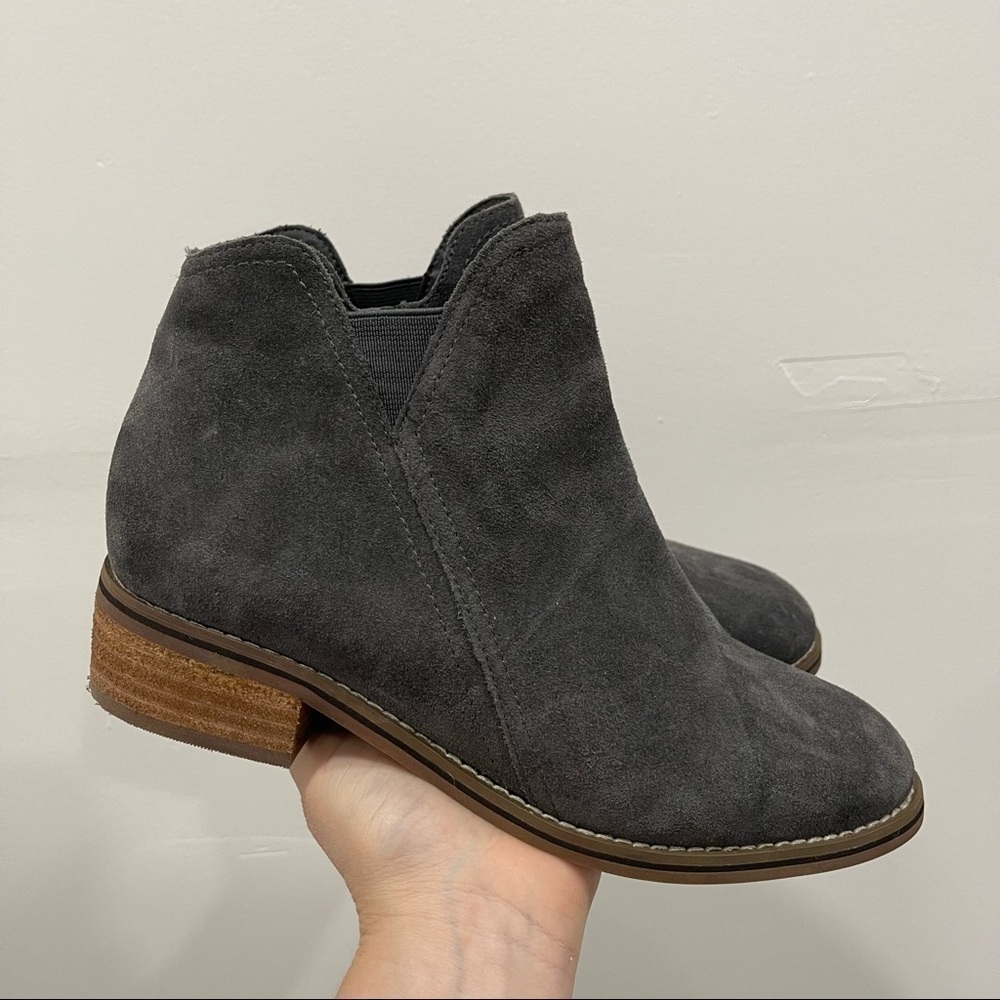 Blondo Dark Gray Suede Waterproof Ankle Bootie